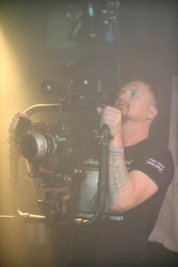 Sergiy Pudich operating a camera rig on set