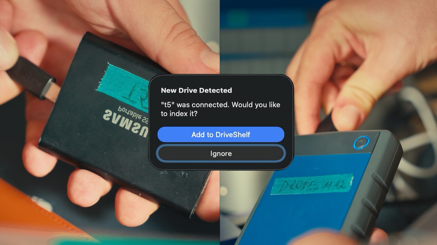 DriveShelf detecting a new drive and asking whether to add it