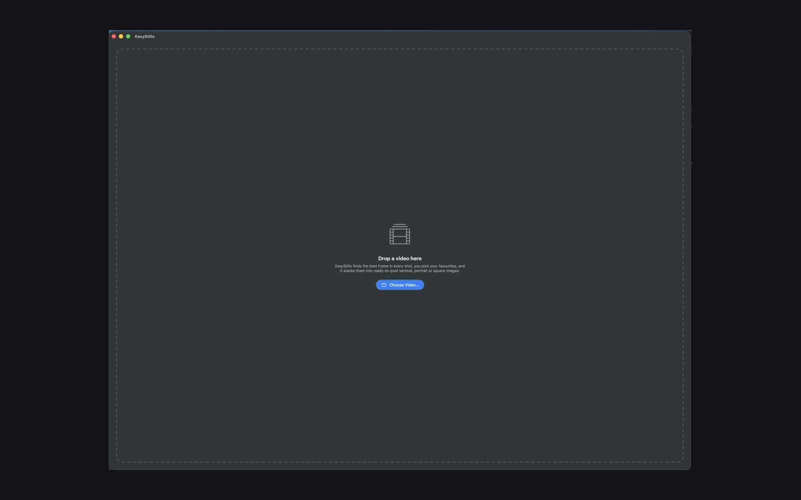EasyStills drop video screen